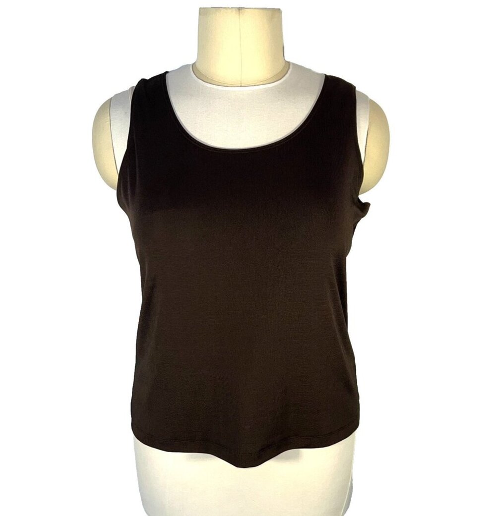 Chico's - Tank Top Women's XL Solid Brown Scoop Neck Sleeveless Stretch